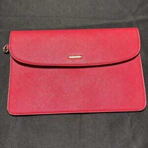 LoveVook Red Faux Leather Clutch EUC Classic Preppy WorkingGirl